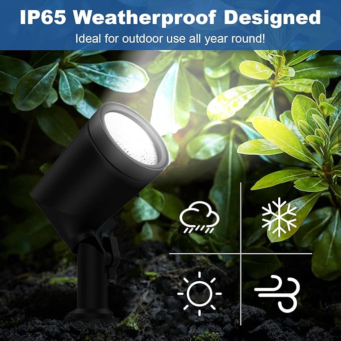 ZYAN Die-Cast Aluminum Landscape Spotlights, 6W 600LM 2700K Warm White, Low Voltage IP65 Waterproof Outdoor Landscape Lighting for Garden Yard Path, 4 Pack