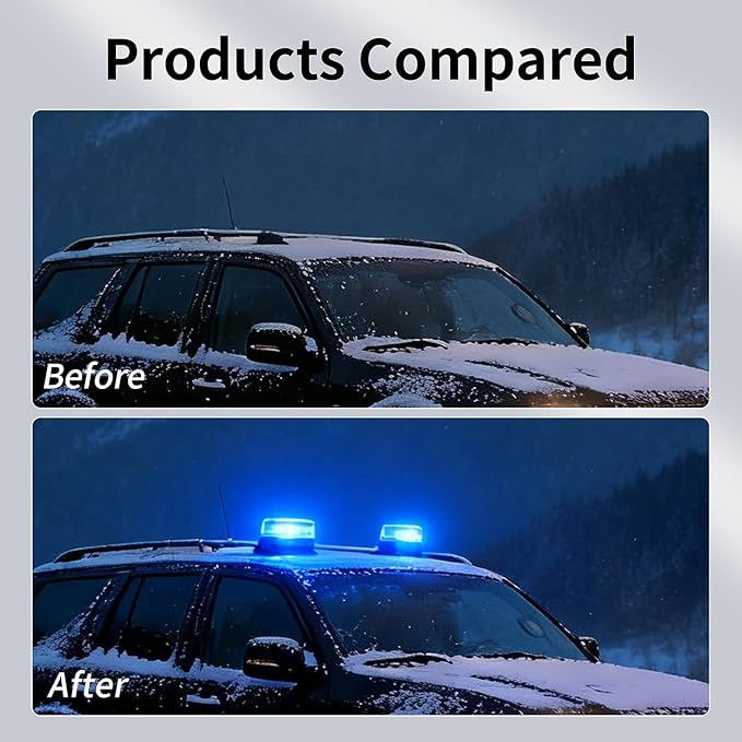 Round Roof Top Strobe Light - High Visibility 36 LED Strobe Light, Beacon Light with Magnetic & Rubber Base for Trucks, Construction Vehicles, Snow Plow & Emergency Vehicles (Blue)