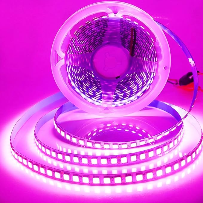 LED Light Strip, 16.4ft 600 Units SMD 5054 LEDs(5050 Upgraded), 16000LM Flexible 12V DC Waterproof IP65 Light Strips, LED Ribbon, DIY Christmas Home Kitchen Indoor Party Decoration (Pink)