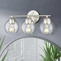 Emak Modern Brushed Nickel Bathroom Light Fixtures, 3-Light Globe Vanity Lights with Clear Glass Shade, VL114-BN-3