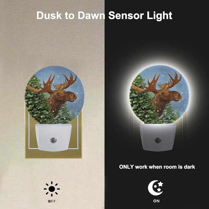 EKOBLA Plug in Reindeer Night Light Galaxy Deer Antler Elk Animal Night Lights Plug into Wall for Christmas Home Decor LED Plug-in Nightlights
