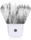 Black White Fog Forest Plug in Night Lights, Misty Forest Nightlight Plug Into Wall Dusk to Dawn Sensor for Kid Girls Boys Women Men Bedroom, Hallway, Kitchen, Bathroom, Stairs Decor