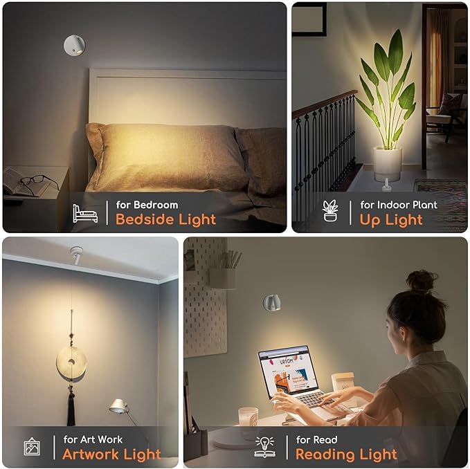Wireless LED Spotlight Indoor with Remote Up Lights Indoor Dimmable Picture Light Battery Operated with Timer Rechargeable Spot Lights Accent Uplighting for Plant Wall Art, 1 Pack