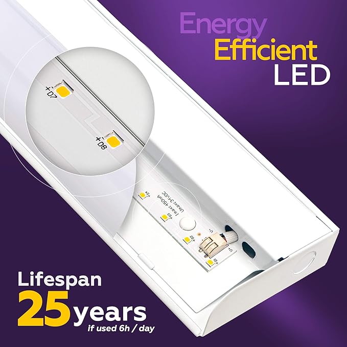Hardwired LED Under Cabinet Task Lighting - 16 Watt, 24", Dimmable, CRI>90, 2700K (Warm White), Wide Body, Long Lasting Metal Base with Frost Lens