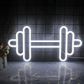 Lucunstar Gym Neon Sign Barbell Dumbbell Shaped Neon signs White Neon Lights Up Gym Wall Stickers for Fitness Club Decor LED Sign for Teen Girls Teen Sports Room Game Room Decor