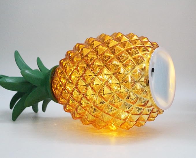 Mercury Glass Pineapple Lamp with Timer, Pineapple Fairy Lights,Glass Table lamp,Battery Operated Led Night Light for Kids Room,Bedroom,Home Decoration (Gold)