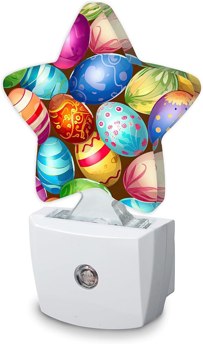 Easter Colorful Eggs Night Light,Plug-in Wall Led Night Lights Decor for Boys Girls Room,Dusk to Dawn Sensor Wall Lamp for Bedroom/Bathroom/Hallway,0.5w