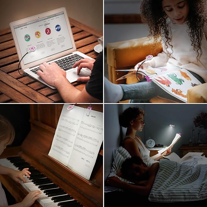 LED Reading Light, LED Flexible Book Light for Reading in Bed, USB Computer Light Small Book Lamp Reading Lamp, Lightweight Clip on Light for Reading Books,Working