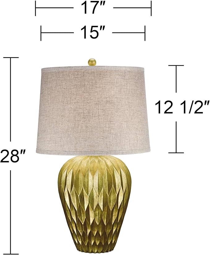 Possini Euro Design Buckhead 28" Tall Urn Modern Table Lamps Set of 2 Brown Bronze Geometric Living Room Bedroom Bedside Nightstand House Office Home Kitchen Entryway Console Family Fabric Shade