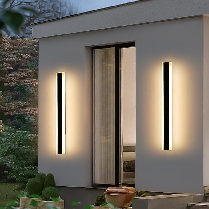 Mikeru 2pack 31.4inch Outdoor Wall Light Fixtures, 3000K Modern Outdoor Lights Exterior for House Ip65 Waterproof Rust Long led Wall Light, Hardwire Wall Mount Exterior Lighting