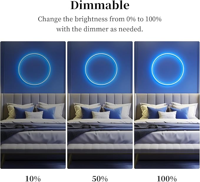 iNextStation 6.6ft 2M Blue COB LED Strip Light, 5V USB 640LEDs COB LED Strip with Dimmer, CRI 93+, Flexible COB LED Tape Lights for TV Backlight, Bedroom, Mirror, Wardrobe, Home Decor