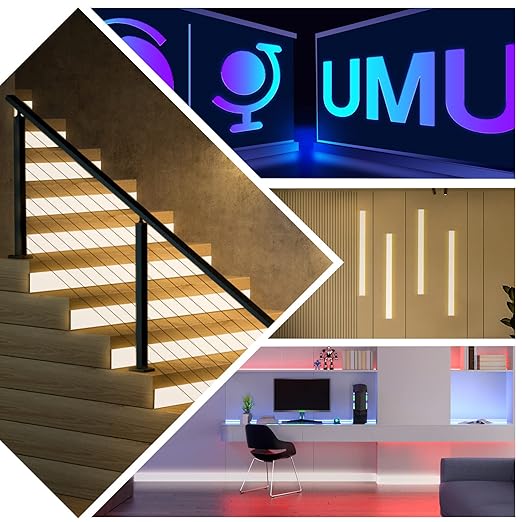 Muzata 8Pack 4FT/1.2M Spotless Aluminum LED Baseboard Lighting Frosted LED Diffuser Neon Skirting Board Indoor Mood Lighting Baseboard LC31