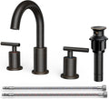 FORIOUS Oil Rubbed Bronze Bathroom Faucets 3 Hole, 8 in Widespread Bathroom Sink Faucet Bronze with Pop Up Drain, 3 Piece Vanity Faucet ORB with 24" CUPC Supply Hoses, 6" to 10" Sink Restroom Remodel