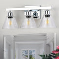 3-Light Modern Bathroom Vanity Lights, Nickel Bathroom Light Fixtures with Clear Glass Shade, Farmhouse Wall Sconces for Mirror Kitchen Bedroom Living Room