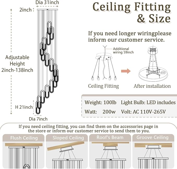 H138 LED Crystal Chandelier, Contemporary Chandeliers Large Pendant Light for High Ceiling Silver