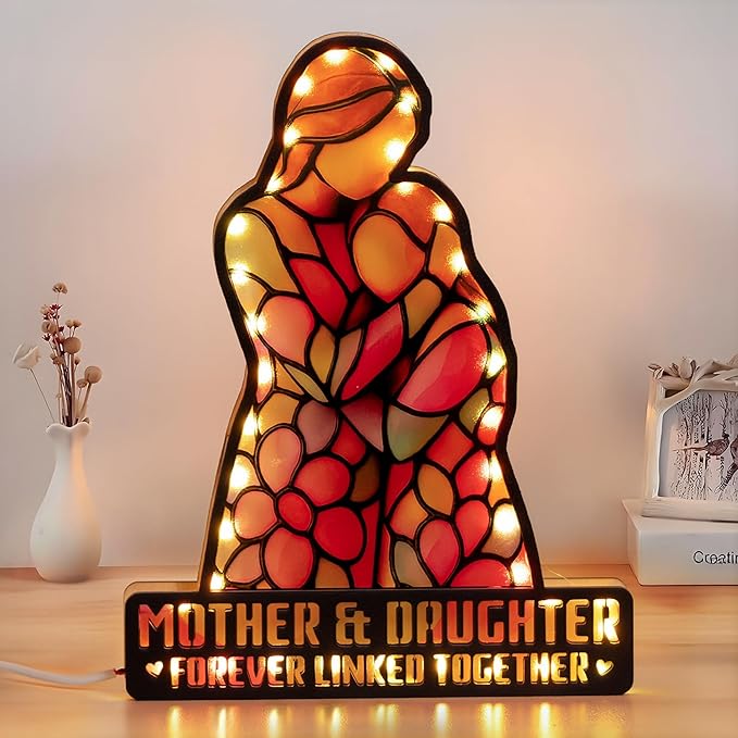 Gift for Daughter Gifts from Mom, Daughter Birthday Gifts, Christmas Mother Daughter Gift, Mother's Day Graduation Decorative Led Light Night, Mom Gifts, Mother & Daughter Forever Linked Together