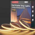 Shine Decor 16.4 FT LED Wall Washer Light Strip, IP67 Waterproof Flexible Linear Grazer, 2700K Warm White for Outdoor Commercial Lighting, Buildings, Weddings, Church Illumination
