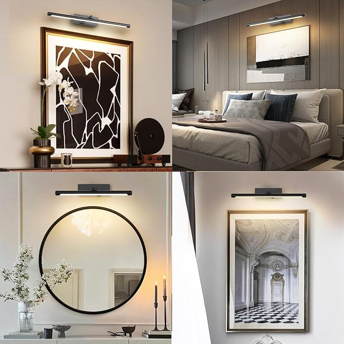 Picture Light for Wall Battery Operated, 16" Rechargeable Art Light with Remote and Timer for Painting, 3 Color Temps, Wireless Wall Light for Display, Artwork, Portrait, Gallery, Black