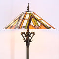 Tiffany Floor Lamp Bronze Mission Style Stained Glass Standing Reading Light 16X16X64 Inch