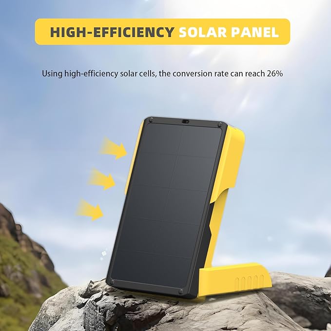 EYONGPV OWL-CSP Upgraded 2-in-1 Solar Emergency Lantern & Portable Solar Charger, Rechargeable LED Camping Light with 18W PD Fast Charging, 4 Modes & SOS for Power Outages & Outdoor Use (Yellow)