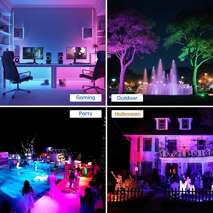 LED Flood Light Outdoor, 30W RGB Color Changing Smart Floodlights 2700K 3000LM Warm White & 16 Million Colors, RGBW Stage Lights with APP Control, 43 Modes, Grouping, Timing, IP66 Waterproof (2 Pack)