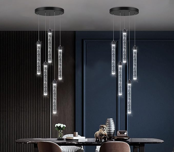 Crystal Pendant Light Mini Chandelier Bubble Pendant Lighting for Kitchen Island Black LED Ceiling Hanging Light Bathroom Dining Room Corridor Dimmable Flush Mount Ceiling Light Dimmable 2700K 6000K
