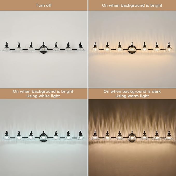 Black 7 Light Vanity Light Bathroom Light Fixtures