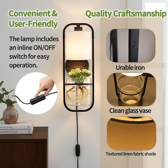 Hydroponic Planter Lamp with Grow Light, Modern Glass Table Light for Indoor Plants, LED Lamps, Home Office Desk Decor, Gift for Plant Lovers