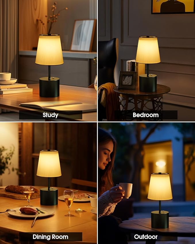 Cordless Table Lamp, Rechargeable 5000mAh Battery with 3-Level Dimmer, Portable LED Desk Lamp for Living Room Bedside Bedroom Restaurant Bars Outdoor Party Camping Coffee Shop