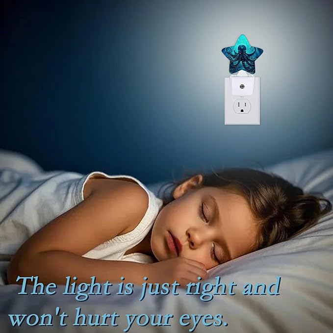 Deep-Sea Octopus Night Light,Plug Into Wall Decor Nightlights for Bedroom,Bathroom,Hallway,Stairway,Kitchen,with Dusk to Dawn Light Auto Sensors Led Night Lights Room Gifts