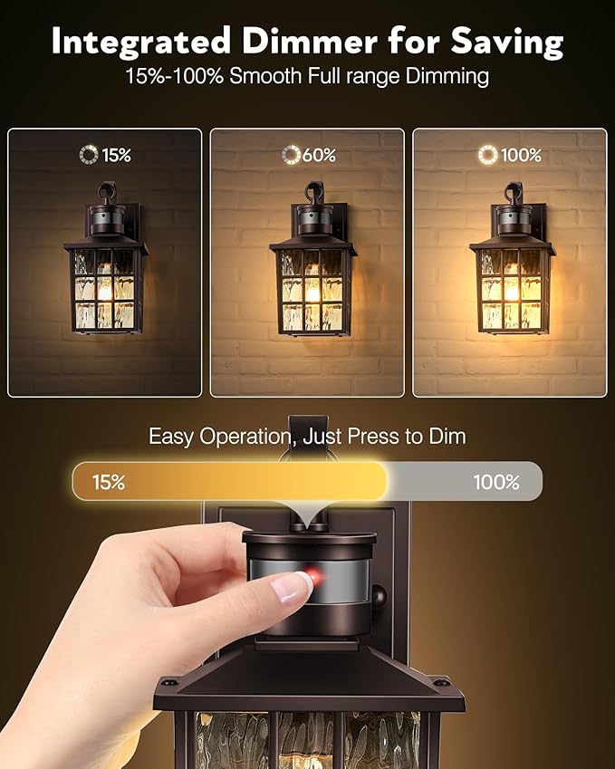 VIANIS ORB Motion Sensor Outdoor Lights Wall Mount, Dusk to Dawn Waterproof Exterior Lantern for House, Oil Rubbed Bronze Anti-Rust Garage Sconce Outside for Door, Garage, Entryway, Hallway