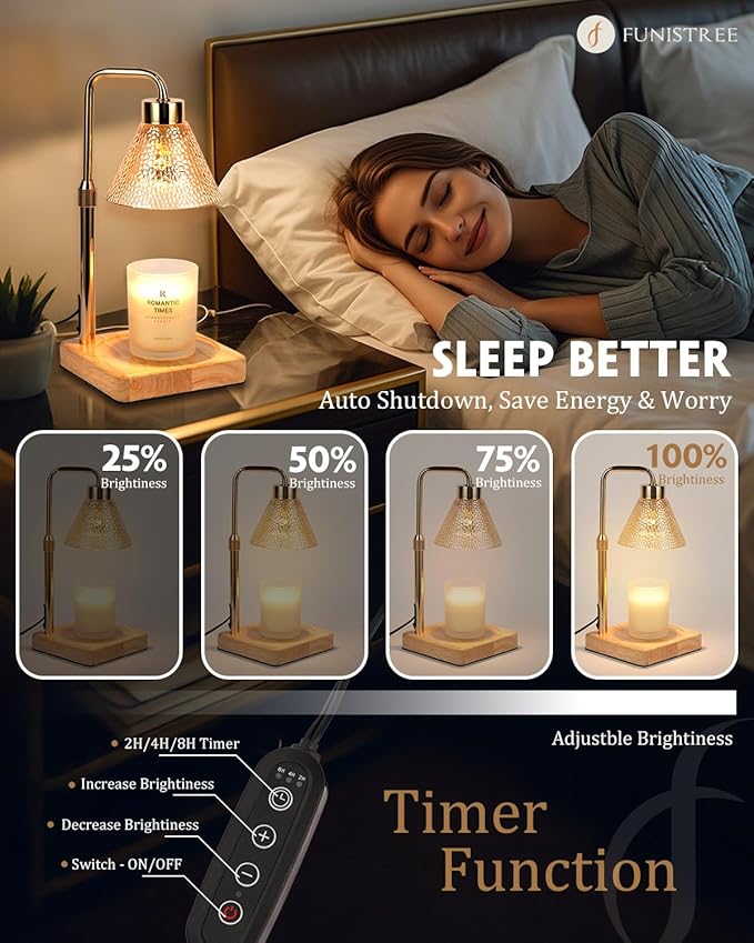 Candle Warmer Lamp with Timer Dimmable, Adjustable Height, Christmas Anniversary Women Gifts for Her Girlfriend, House Warming Gifts New Home, Wax Warmer Lamp for Jar Candles with 2 Bulbs
