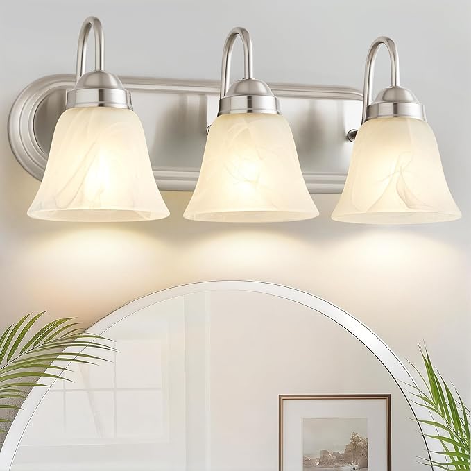 3 Light Bathroom Vanity Lights, Bathroom Light Fixtures Over Mirror, Modern Lighting Fixtures Brushed Nickel Wall Lamp Vanity Lights Apply for Mirror Living Room Cabinet Bedroom, Bulb Not Included