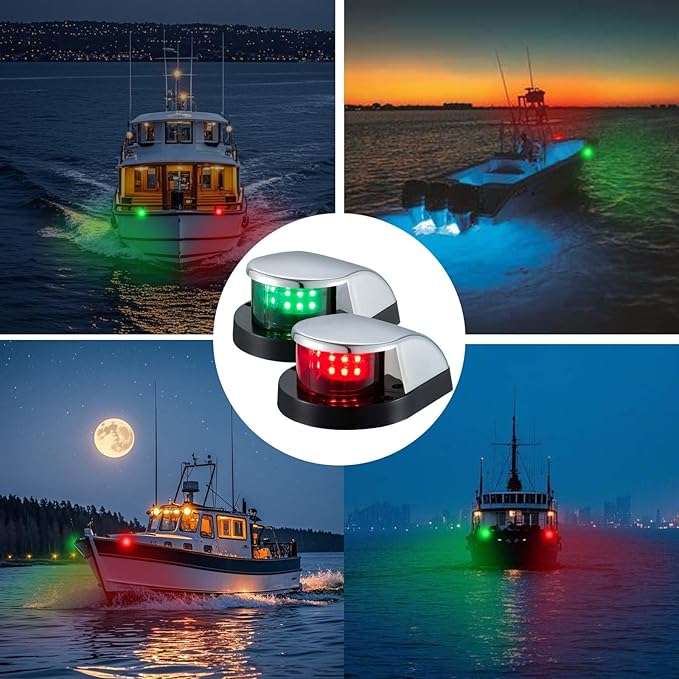CZC AUTO Boat Navigation Lights, Red and Green Led Bow Lights, IP67 Waterproof Marine Navigation Lights for Pontoon, Yacht, and Small Boats