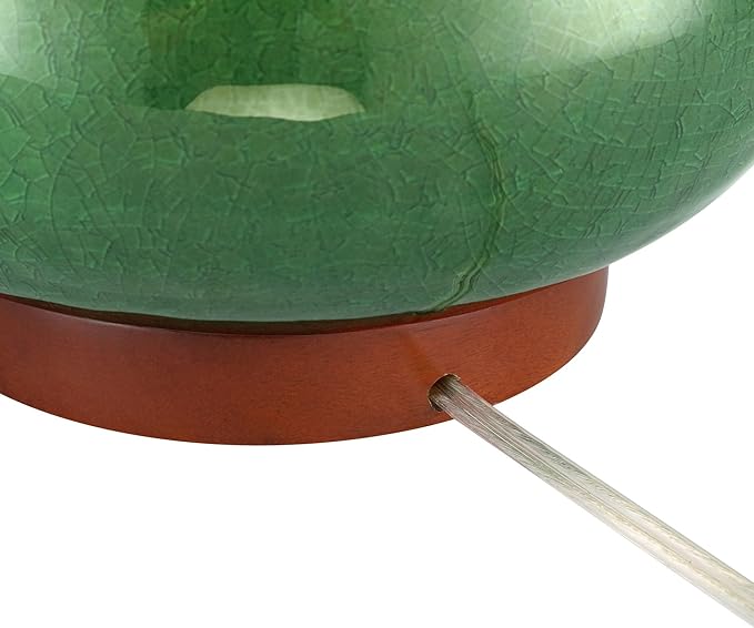 360 Lighting Andi 25" High Mid Century Modern 3-Way Table Lamp Green Ceramic Wood Finish Single Fabric White Shade Living Room Bedroom Bedside Nightstand House Office Home Reading Colors May Vary