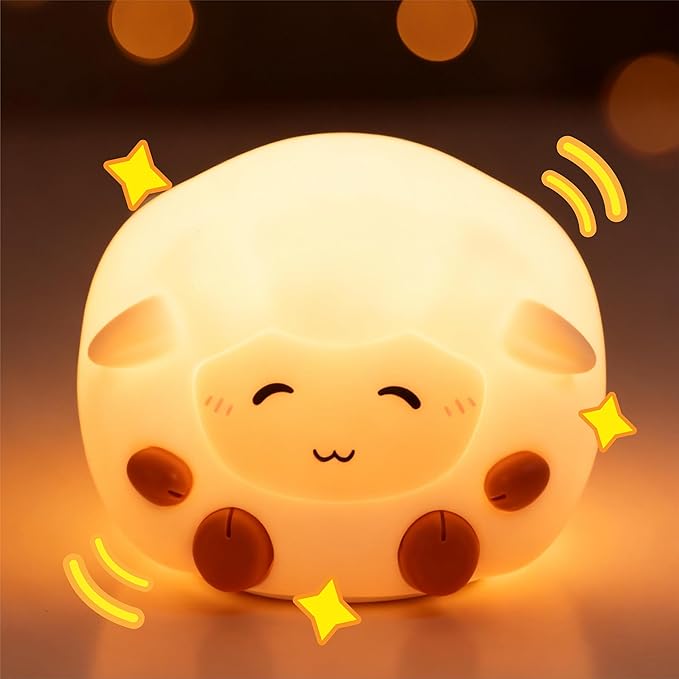 Rechargeable Sheep Night Light, Touch-Controlled Silicone Lamp, Multi-Color & Warm Cute Lamps, Anime Lamp, Sleepy Sheep for Bedroom or Desk