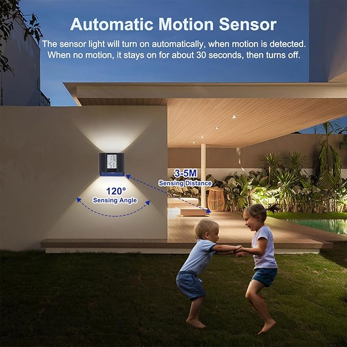 LED Wall Sconce Motion-Activated Wall Lights with Real Time Temp & Humidity Display– 3-Mode Sensor Light,USB Rechargeable,No-Drill Magnetic Mount,Modern Night Light for Hall, Stairs, Bathroom