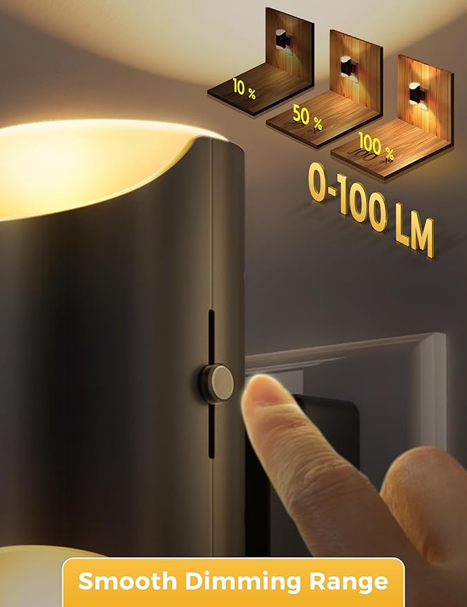 L LOHAS LED Night Light, Night Lights Plug into Wall, 0-100LM Dimmable Night Lights, Dusk to Dawn Sensor, Soft White 3000K, 1W LED Nightlight for Hallway Decor, Bathroom, Stairs, Bedroom, 2 Pack
