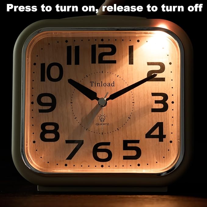 5.5" Large Analog Alarm Clock Silent Non Ticking, Gentle Wake, Beep Sounds, Increasing Volume, Battery Operated Snooze and Manual Light, Easy Set, Cream