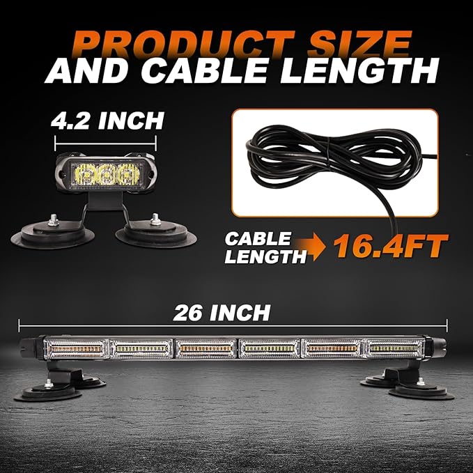 ASPL 26inch 126 LED Rooftop Emergency Strobe Lights Bar Double Side Flashing Safety Warning Traffic Advisor Light Bar Hazard Snow Plow Light for Trucks Vehicles Construction Tow Pickup(Green/White)