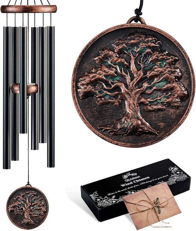 Wind Chimes for Outside, Vintage Tree of Life Deep Tone Wind Chime Outdoor Clearance, Memorial/Festivals/Birthday Gift for Mom Dad Women Grandma, Garden Porch Patio Decor (34" Tree of Life)