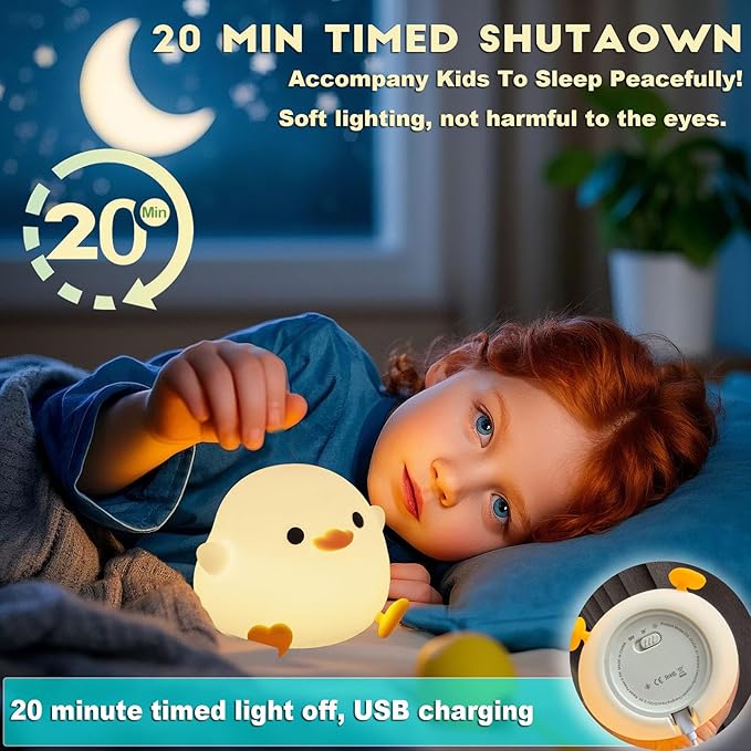 DREAMING MY DREAM Cute Duck Lamp,Do Do Duck Night Light,Silicone Squishy Nursery Bedside Lamp,USB Rechargeable Touch Table Lampfor Bedrooms, Living Room Decor Gift Toy