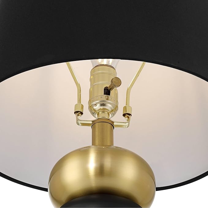 360 Lighting Anthem 21 3/4" High Small Modern Accent Table Lamp Black Gold Brass Finish Metal Single Fabric Black Shade Living Room Bedroom Bedside Nightstand House Office Home Reading Kitchen