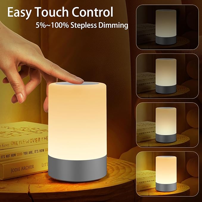 G Keni Nursery Baby Night Light for Kids, Portable LED Touch Night Lamp for Kids and Adult, Breastfeeding, Sleep Aid, USB Rechargeable Nursing Lamp, Bedside Dimmable Warm Night Light (2 Pack)