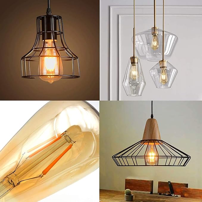 ASOKO LED Dimmable Vintage Edison Led Bulbs 6W Antique Style, 2300K Warm White (Amber Gold Glass), ST64, E26 Base (2300K-6W-12PCS)