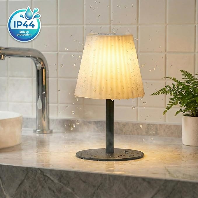 UUFFOO Shower Lamp | Dual Speaker Pairing, IP44 Waterproof Outdoor Table Lamp with RGB, Rechargeable Battery Operated Cordless Night Light for Inside Shower Bathroom Patio Garden Balcony Party Bedroom