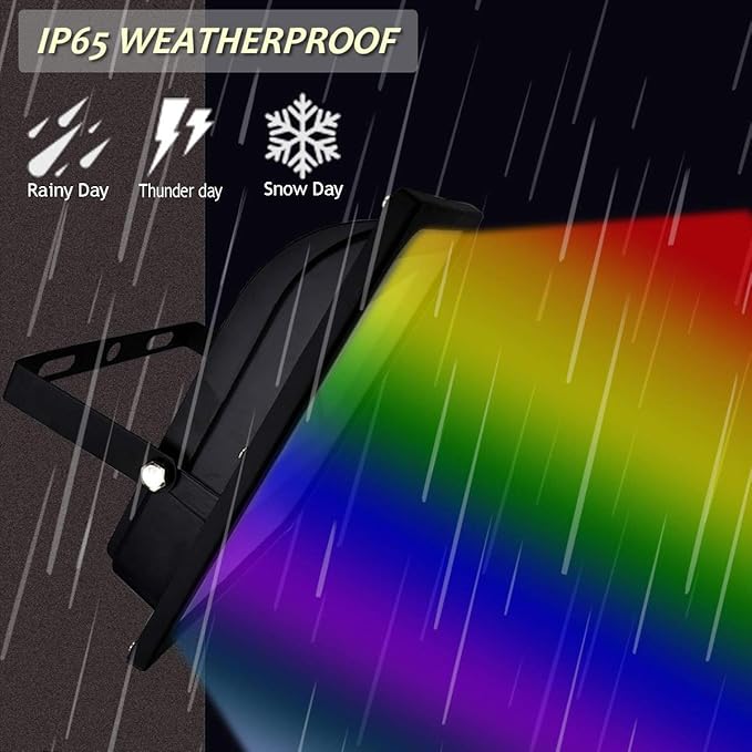 30W RGB LED Flood Light Remote Control Outdoor Landscape Lighting IP65 Waterproof 16 Colors Changing 4 Mode Security Light for Garden,Lawn,Yard (2 Pack)