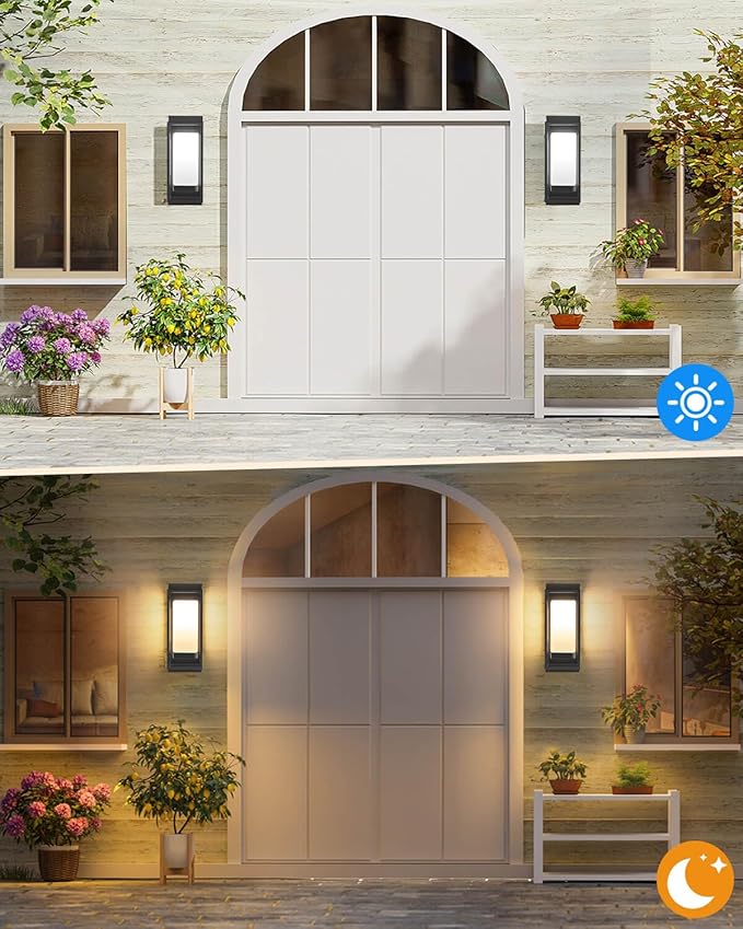 SHIMR Modern Outdoor Wall Light, Black Outdoor Light Fixture with LED Bulb Included, E26 Base, Waterproof Exterior Sconce for Porch Garage Front Door