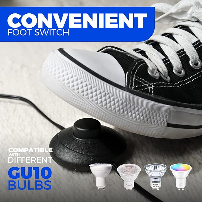 Barrina Uplighting Indoor Spotlight, 2 in 1 Detachable Up Lights Indoor Floor Can Light with 3000K GU10 Bulb, LED Spot Lights for Plant Picture Home, 6.56FT Plug Cord & Foot Switch,2 Packs