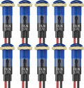 10PCS Small 12V LED Indicator Light, 8mm (5/16") IP67 Waterproof Low Power Pilot Lights Panel Mount for Car, Truck, Boat, Dash 12v 24v(10PCS Blue LED)